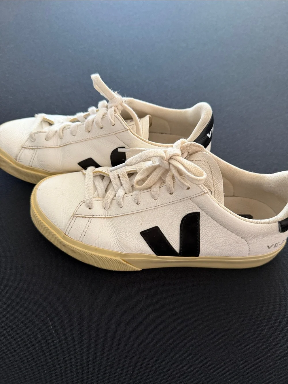 Veja Espalar Leather Sneakers with Black V Detail